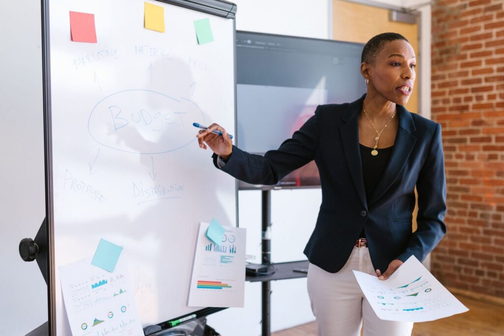 Consultant presenting a technology roadmap