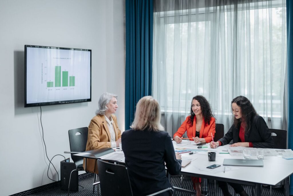 Team on a video conference